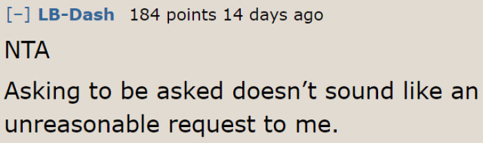 The OP can't be considered the a-hole for such a reasonable request.