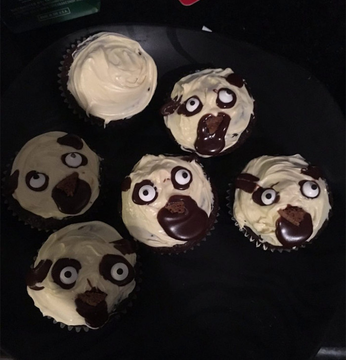 24. My awkward attempt at making pug cupcakes reminds me why I'm not a baker.