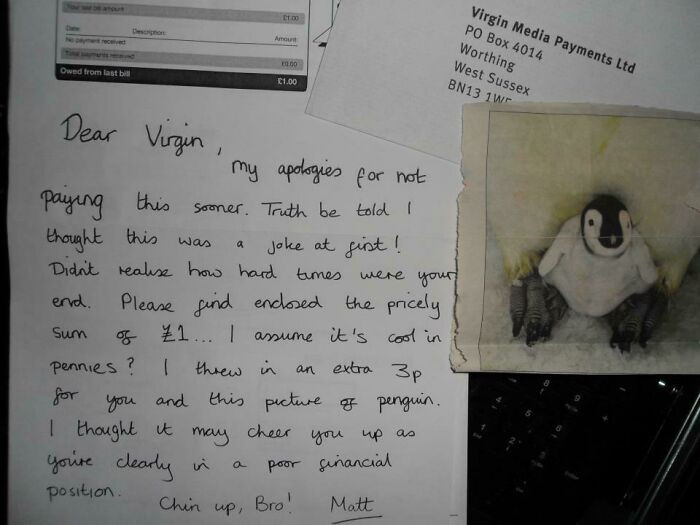 "Apologies For The Late Payment, Virgin"