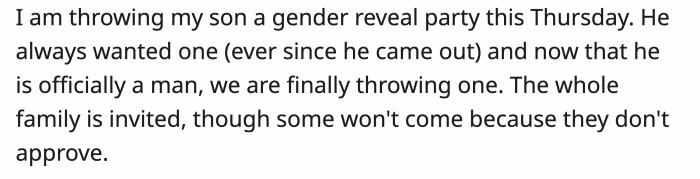 Like OP’s sister, he invited the whole family.