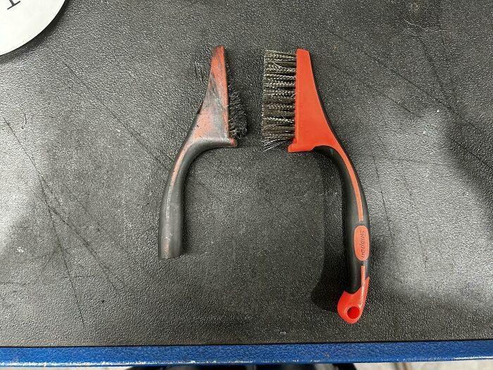 "3.5 Year Old Wire Brush Used Every Day Compared To A Brand New One"