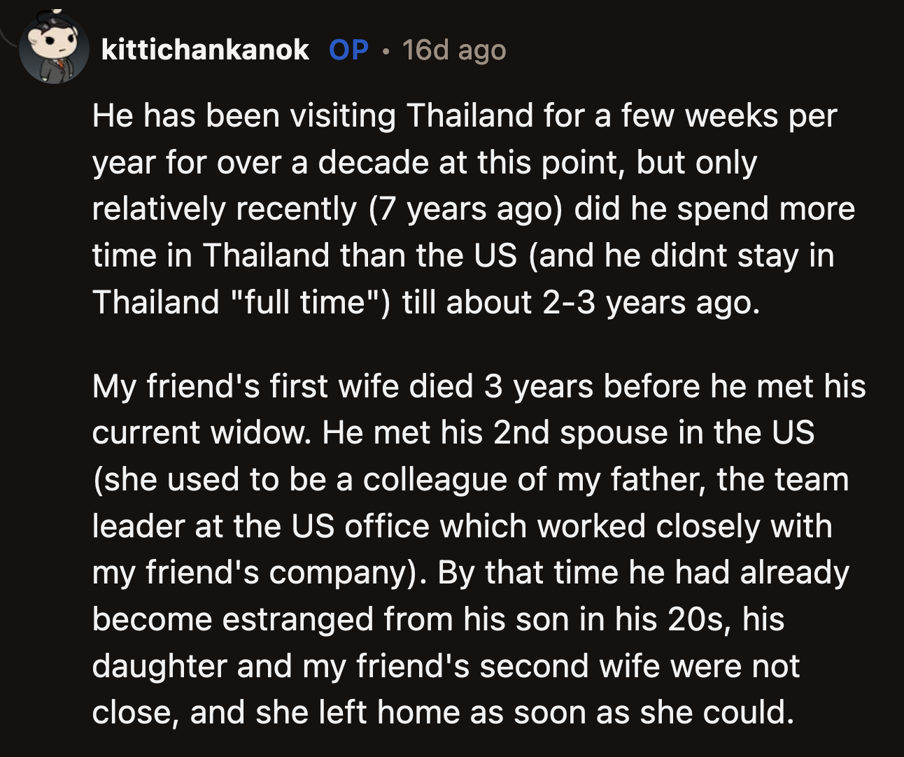 Although His Friend Was 15 Years Older Than His Second Wife, She Was Not a Gold-Digger Who Married an Old Man for His Money.