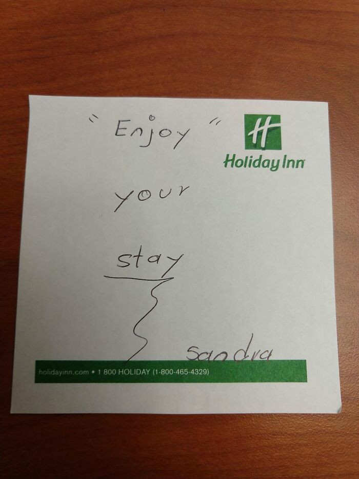 "A Welcome Note Left By Hotel Staff. Should We Be Concerned?"