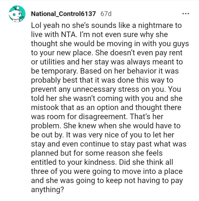 She and the OP mistook that as an option.