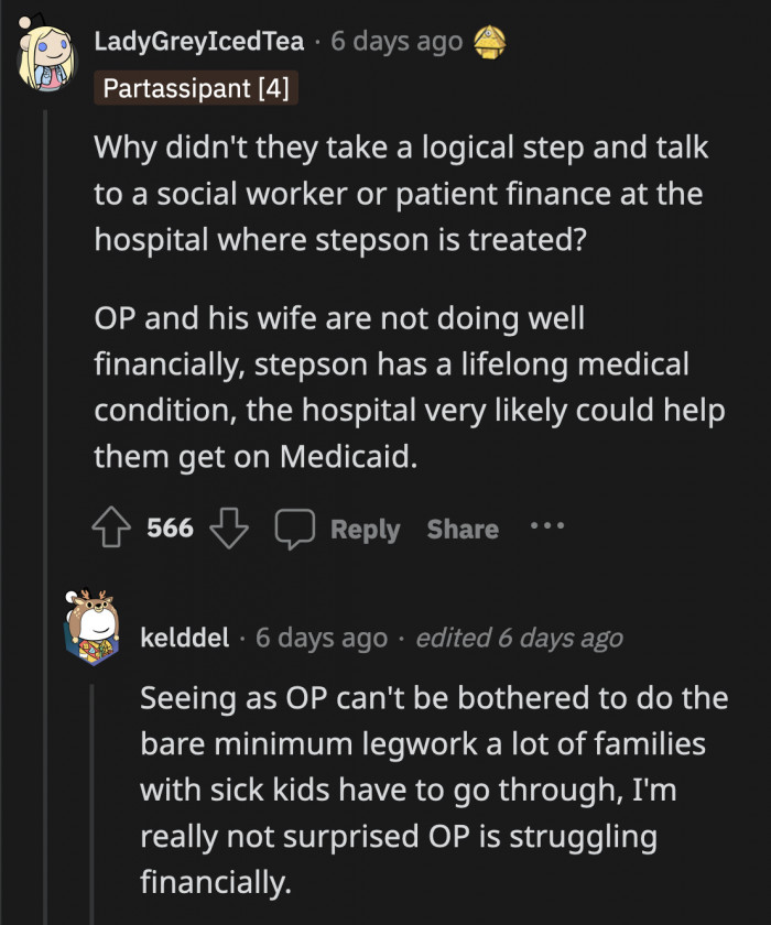 OP and His Wife Are Probably Tired from the Stress, but If Their Kid's Life Is on the Line, You Would Expect Them to Exhaust All Means Before Resorting to the Nuclear Approach.