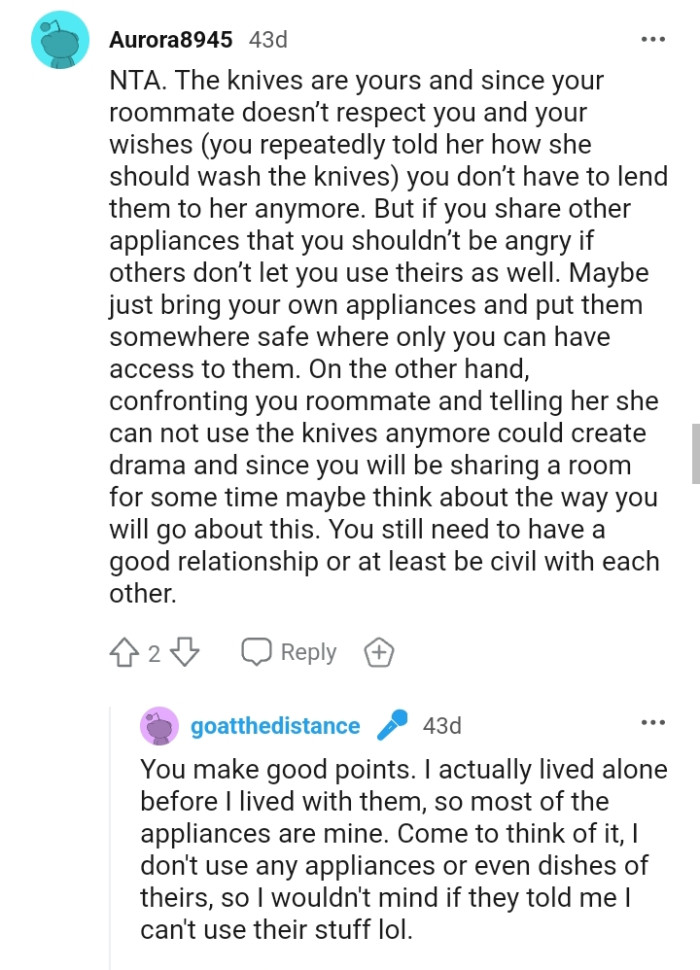 The OP should just bring her own appliances and keep them somewhere safe where only she can access