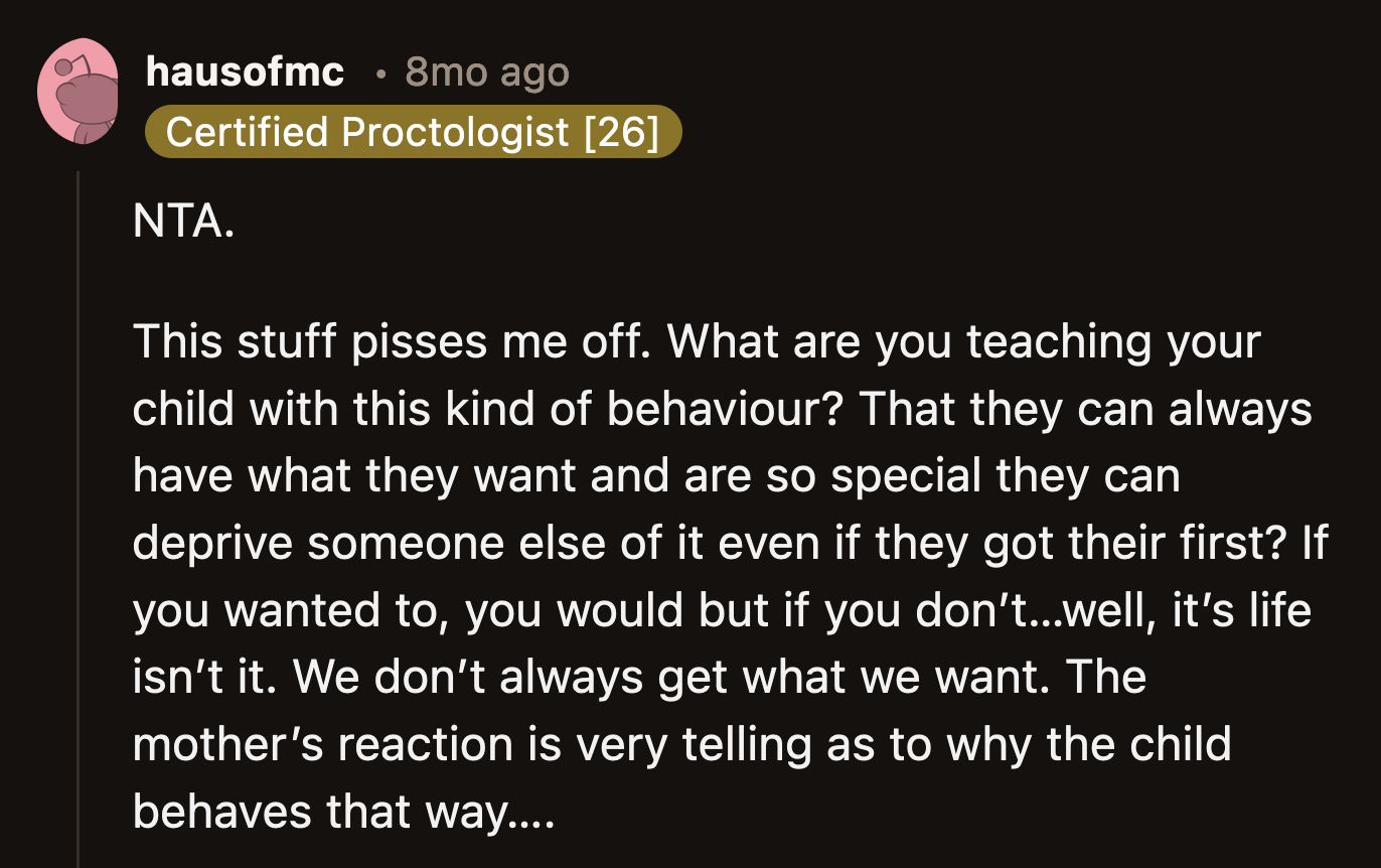 That mom should concentrate on teaching her child what the word 