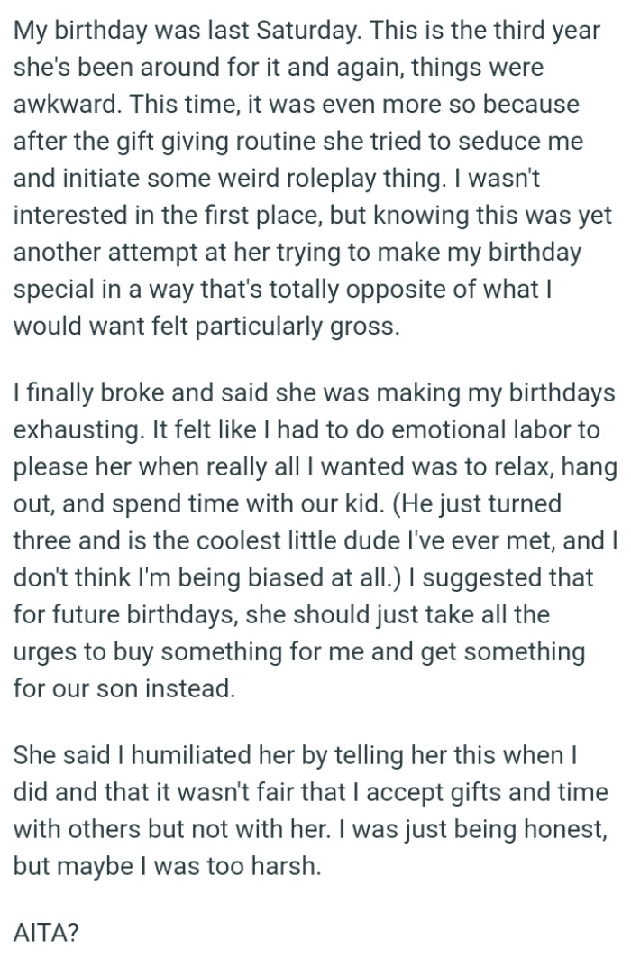 She should just take all the urges to buy something for him and get something for their son