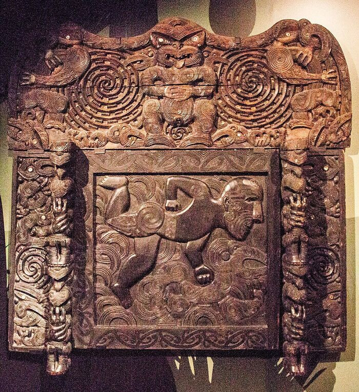 Carved Wooden Māori Panel, Rotorua Museum, New Zealand