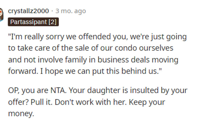 He probably should also explain to her the details and share that this is quite literally free money.