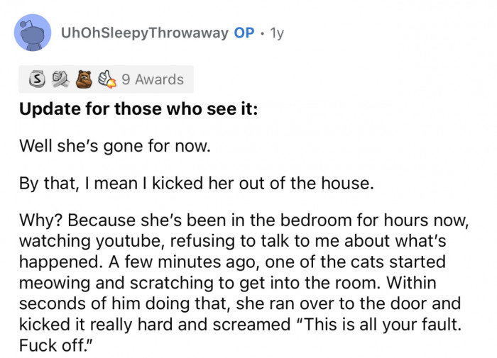This is the update that OP put in the comments to explain what was going on with his wife.