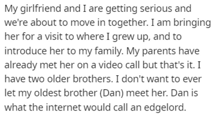 OP and his girlfriend are in a serious relationship and he wants to introduce her to his family