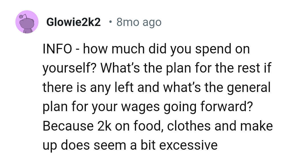 This Redditor Wants to Know How Much the OP Spent on Herself