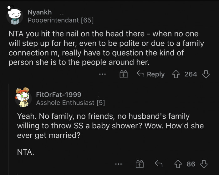 The people in her life don't want to do it, so why should OP?