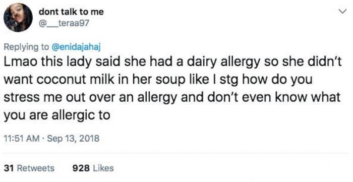 8. Dairy allergy and coconut milk...