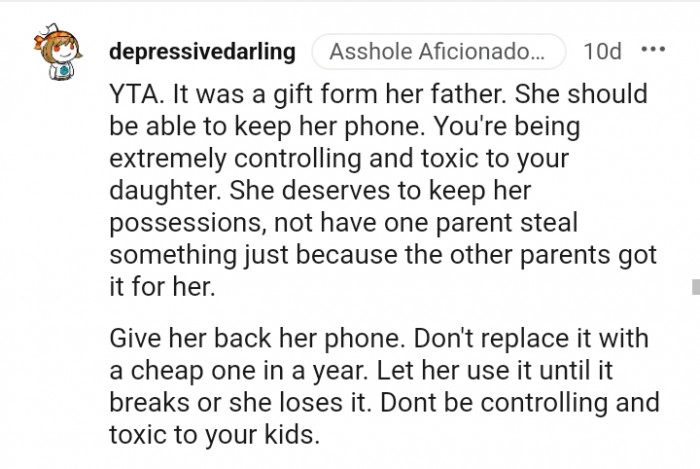 She deserves to keep her possessions