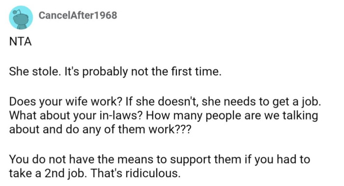 It's likely that this isn't the first time MIL has stolen