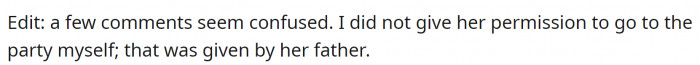 OP didn't allow Eve to go to the party - her father did.