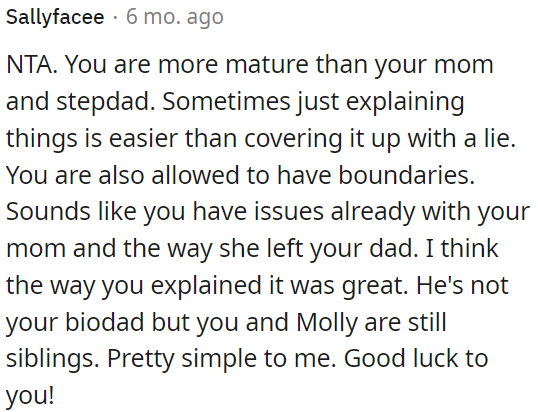 OP showed maturity beyond his age.