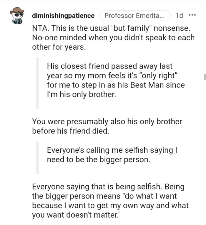 What being the bigger person means