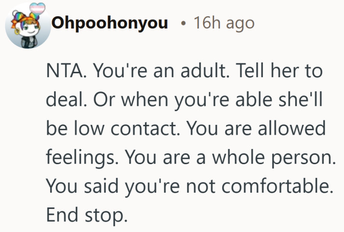 Sometimes the most powerful boundary is simply saying no and leaving it at that.