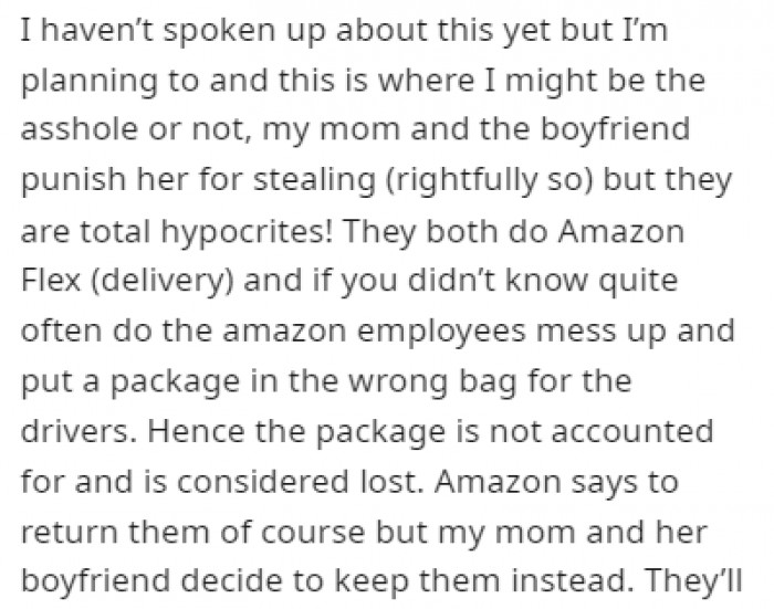 The mom and her boyfriend have been regularly stealing packages from Amazon