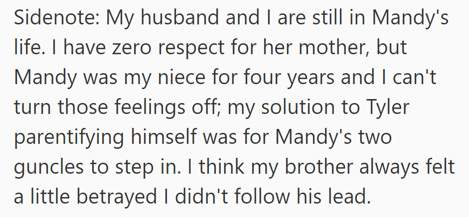 OP stays connected with Mandy but dislikes her mother, suggesting Mandy's 