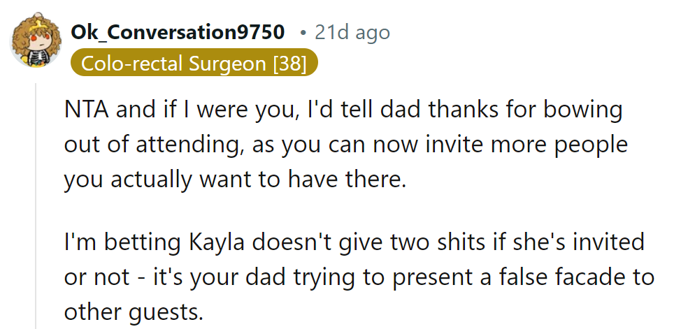 Thanks for the RSVP, Dad. Now there's room for those who matter.