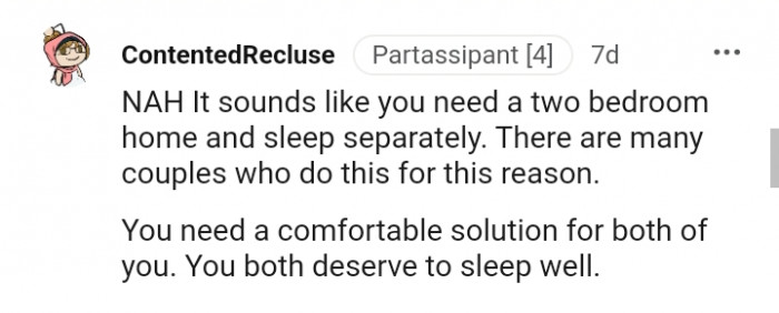 You need a comfortable solution for you both