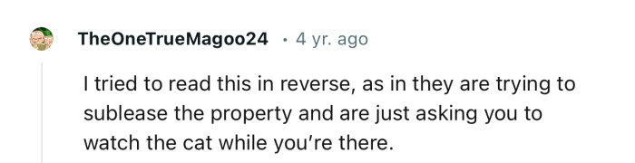 The Ad Poster Should Have Just Stated That They Need a Pet Sitter