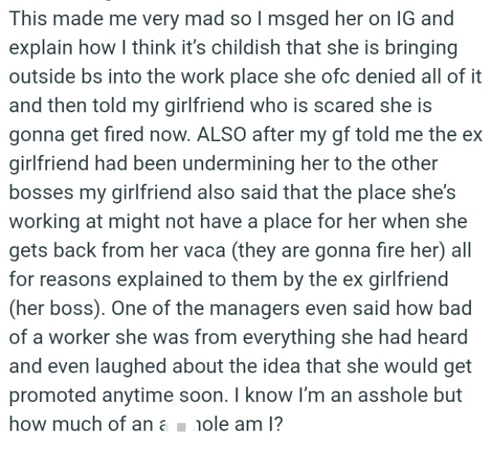 One of the managers even said how bad of a worker she was from everything she had heard