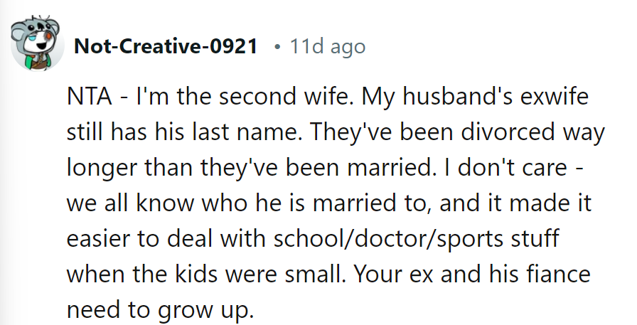 Ex's Last Name: Still Useful, Like an Old Umbrella. Time for Them to Stop Raining on Her Parade.