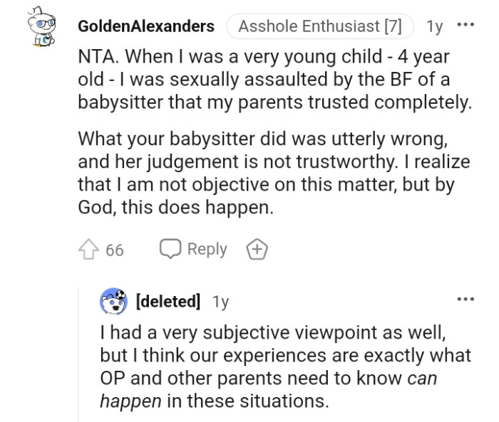 What the Babysitter Did Was Totally Wrong in All Ramifications