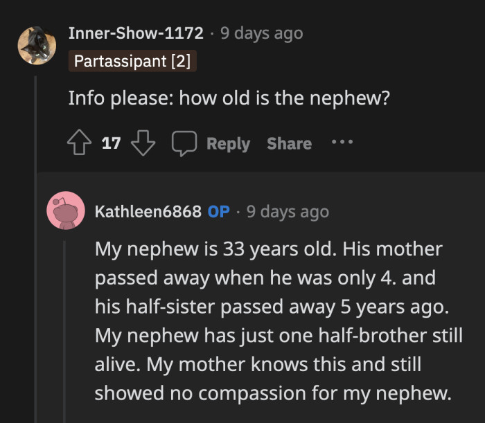 Losing the closest family he has left must have been extremely difficult, even for an adult.