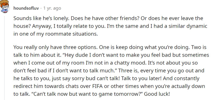 A Redditor believes his friend is lonely and offers him a few options
