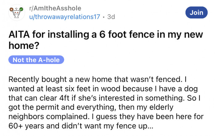 The woman shared her story with the Reddit community in the AITA subreddit.