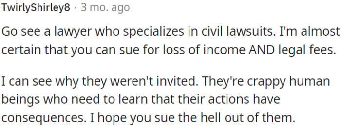 OP should consider consulting with a specialized attorney who handles civil lawsuits
