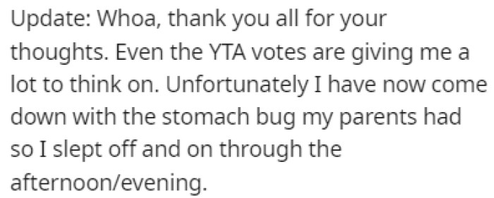 OP provided an update to the original story