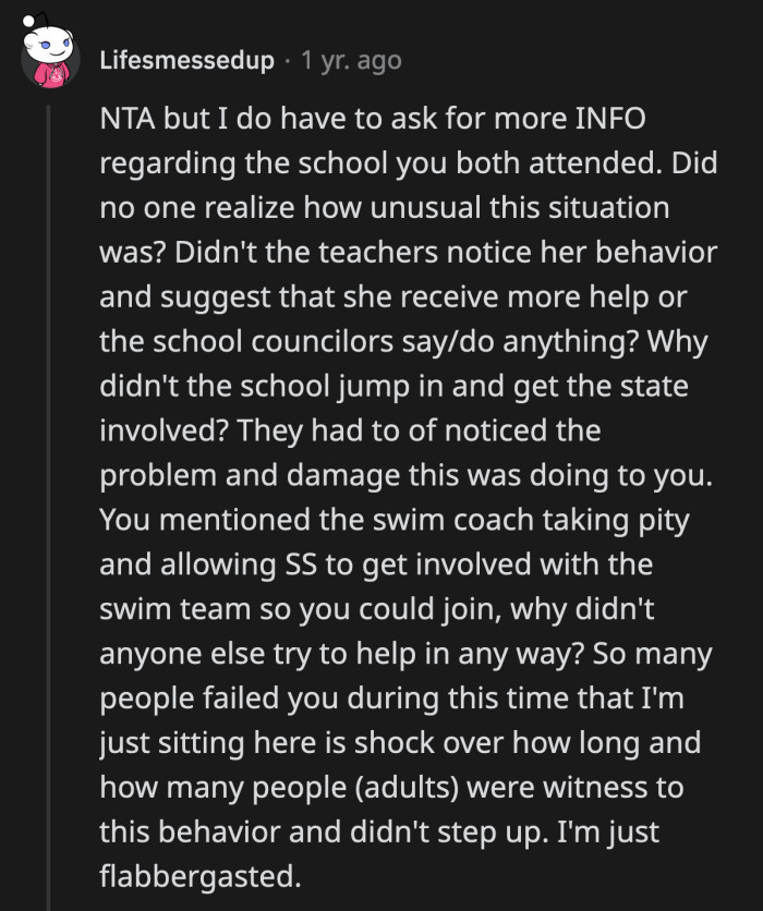 Redditors Asked for More Information as to Why the School Didn't Step In When They Saw What Was Happening