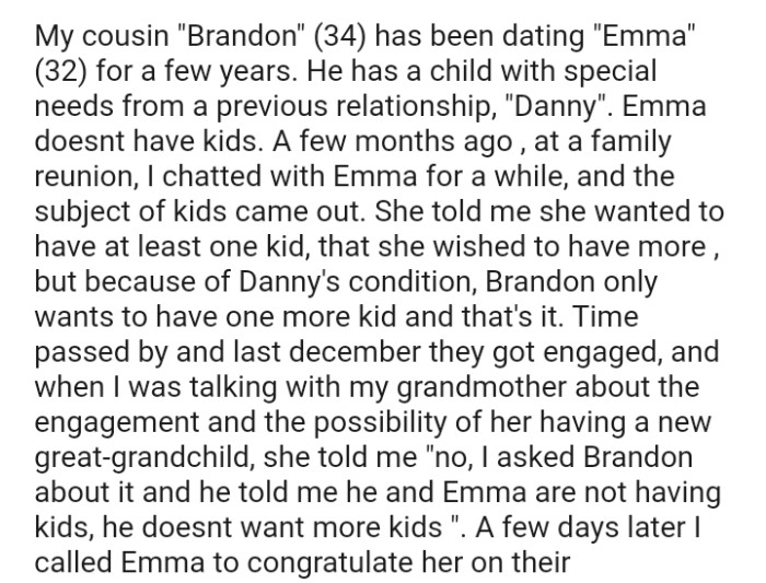 Time Passed By and the OP's Cousin and Then Girlfriend Got Engaged