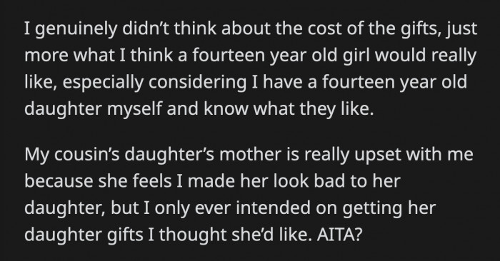 OP thinks her niece's mom is just mad because she believes OP made her look bad to her daughter, which was never OP's intention