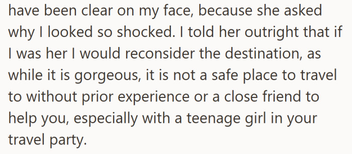 Unable to stay silent, she gently urged her future mother-in-law to reconsider, explaining the real dangers tourists often overlook.