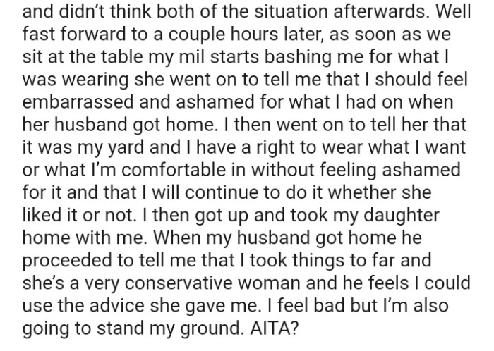 The OP's husband feels she should have made use of the advice