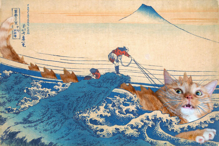 “A Fisherman Catches Catzilla By His Whiskers In Kajikazava In Kai Province”