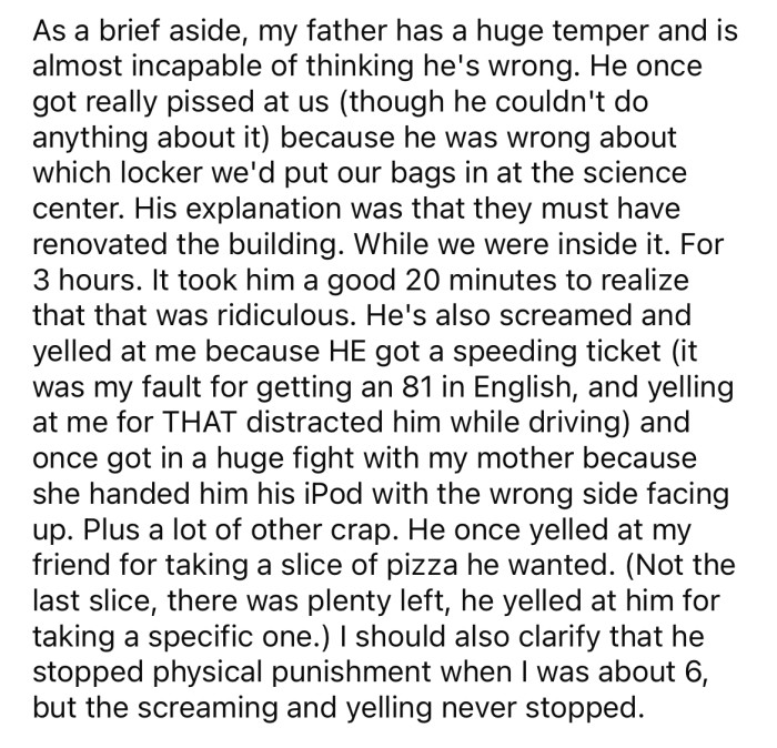 The OP says his father has always had a bad temper.