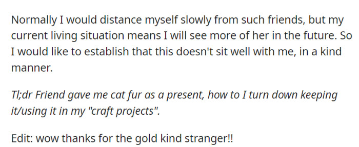 OP cannot easily from this situation because they're kind of stuck with her.