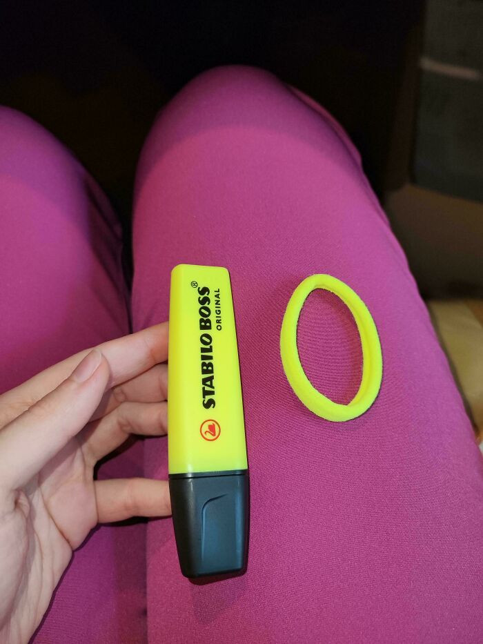 "My Hair Tie And The Highlighter At Work"