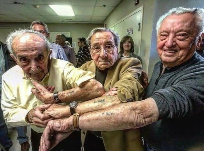 6. Three Jewish men who all survived the Auschwitz concentration camp and were liberated on the same day reunite 73 years later, in 2019.