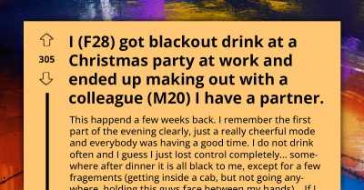 Redditor Asks For Advice After She Cheats On Her Boyfriend With Colleague At Her Work Christmas Party