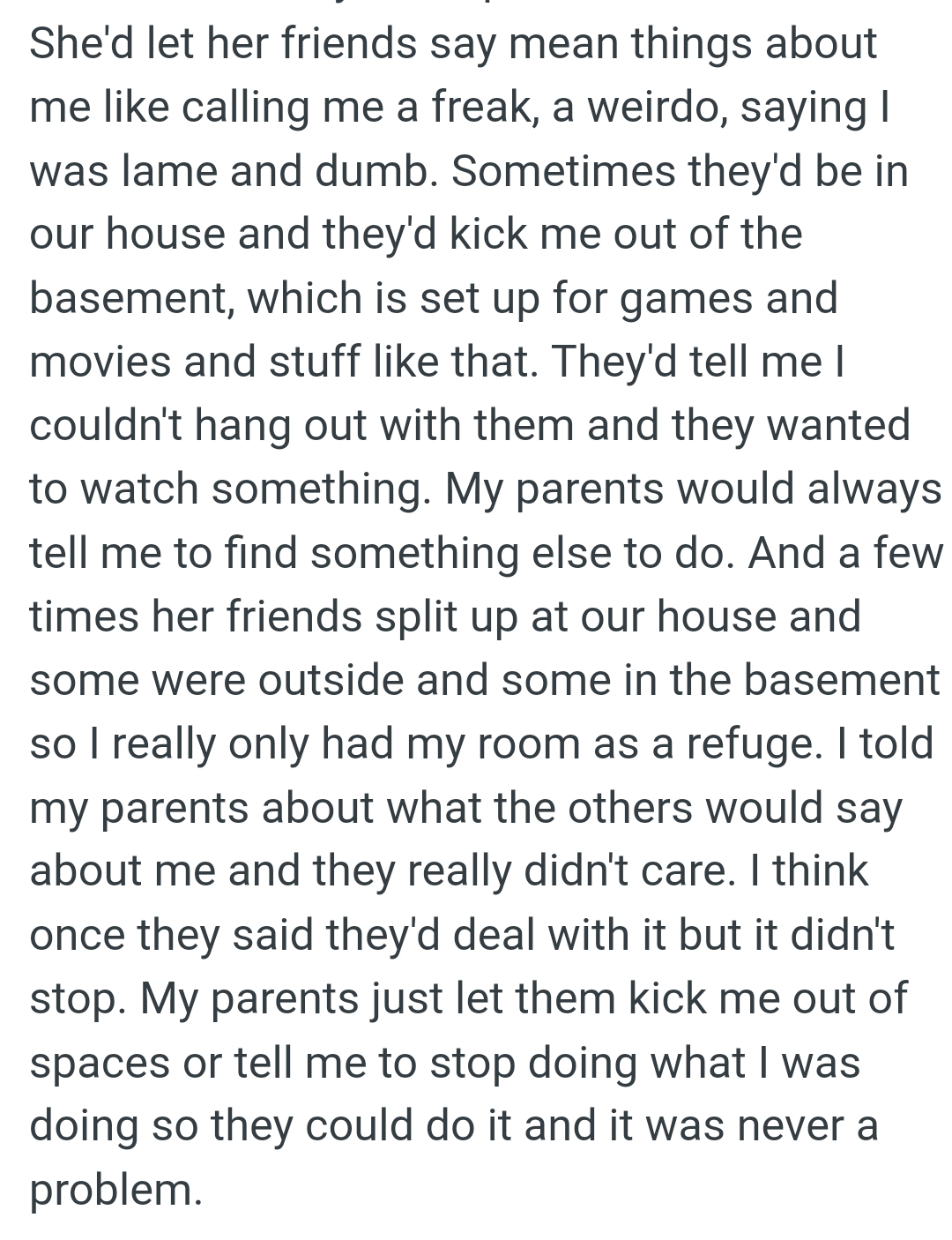 OP's Parents Would Always Tell Her to Find Something Else to Do